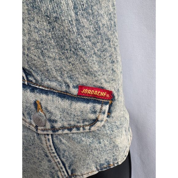 Vintage Jordache Denim Vest Light Acid Wash Size S Biker Retro Western Cotton - Picture 3 of 11
